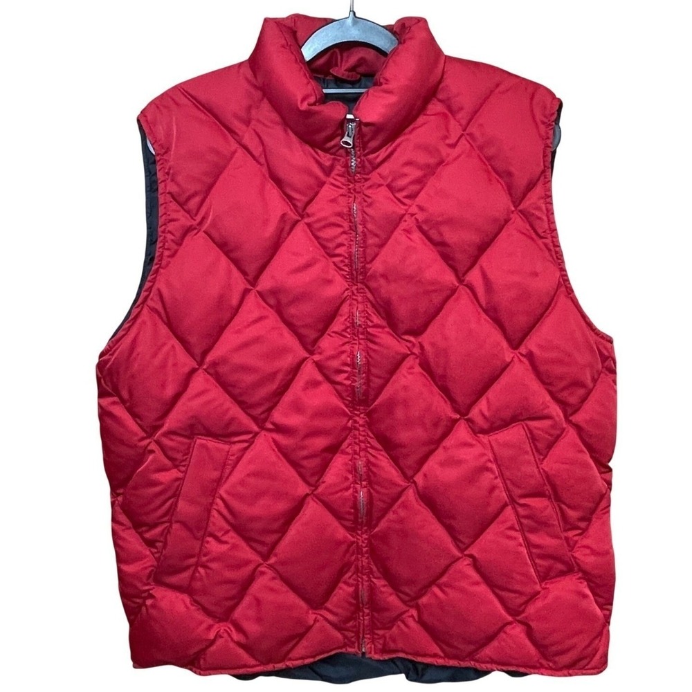 Eddie Bauer Red Diamond Quilted Goose Down Puffer Vest Womens Large